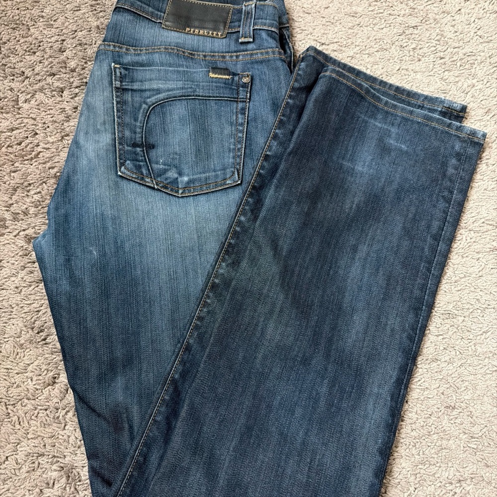 Fidelity Jeans Mens 38x36 September 50-11-38 Blue Denim Straight Distressed
